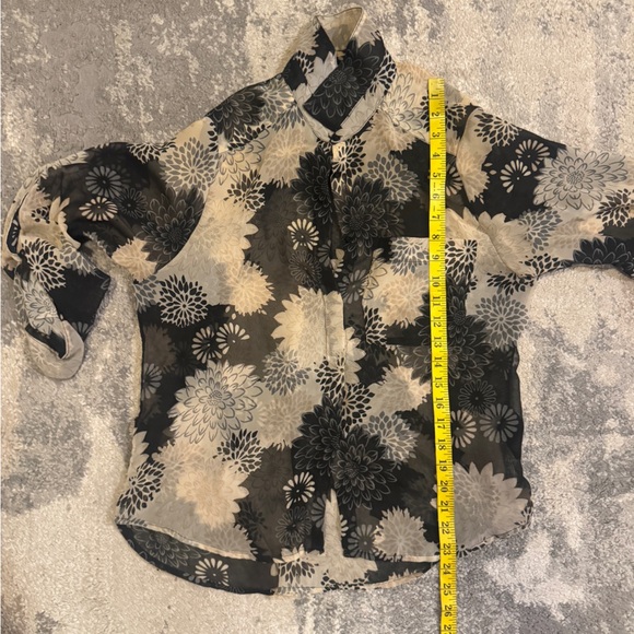 H&M See Through Floral Black and Tan  Women's Blouse - Picture 7 of 8